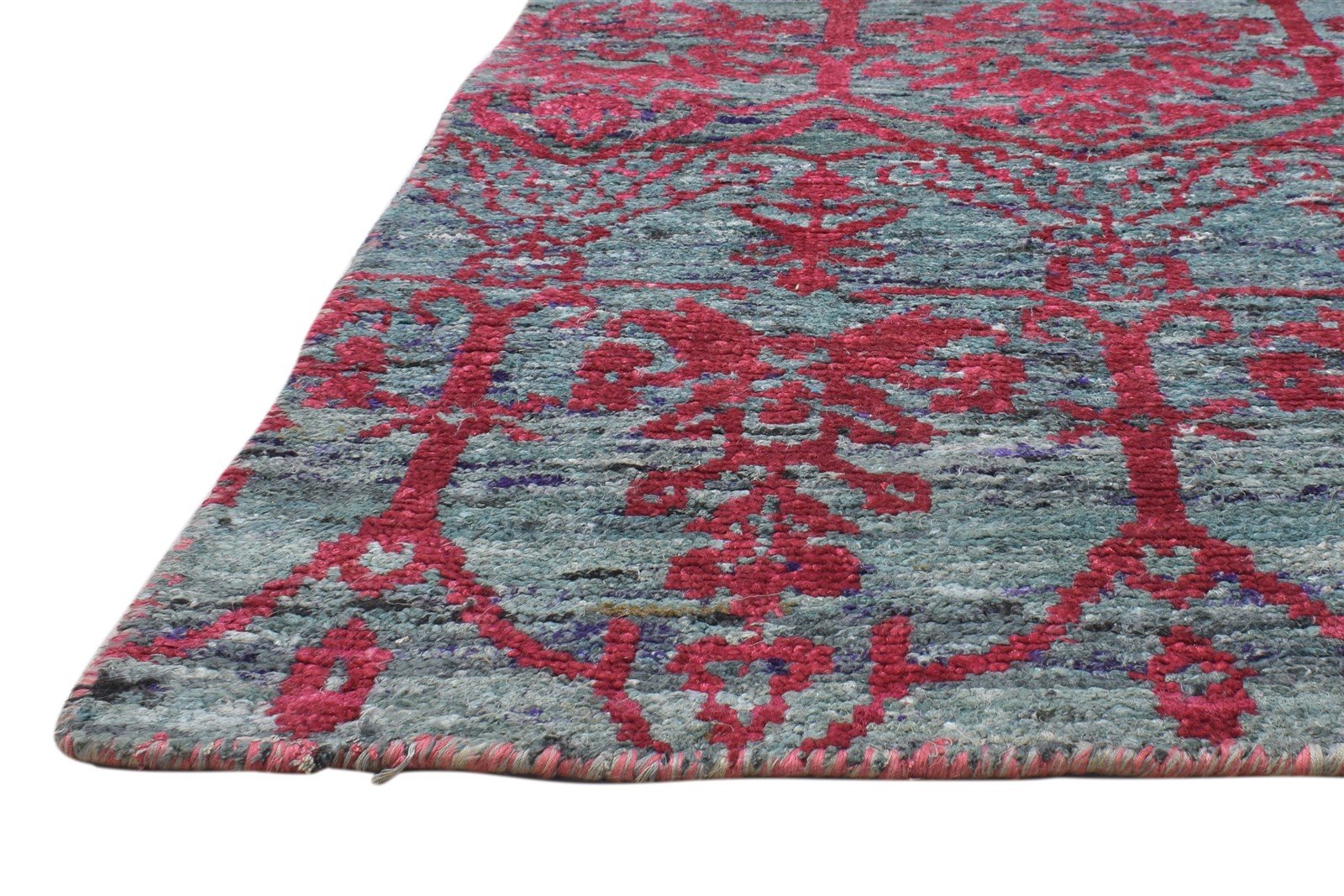 Red Silk Rug 5' X 8' Modern Hand Knotted Moroccan Floral Room Size Carpet 