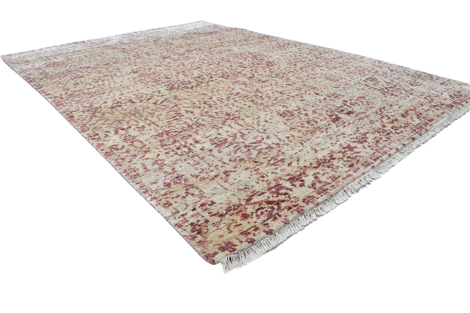 Silk Beige Rug 6' X 8' Modern Hand Knotted Bohemian Oriental Room Size Carpet 