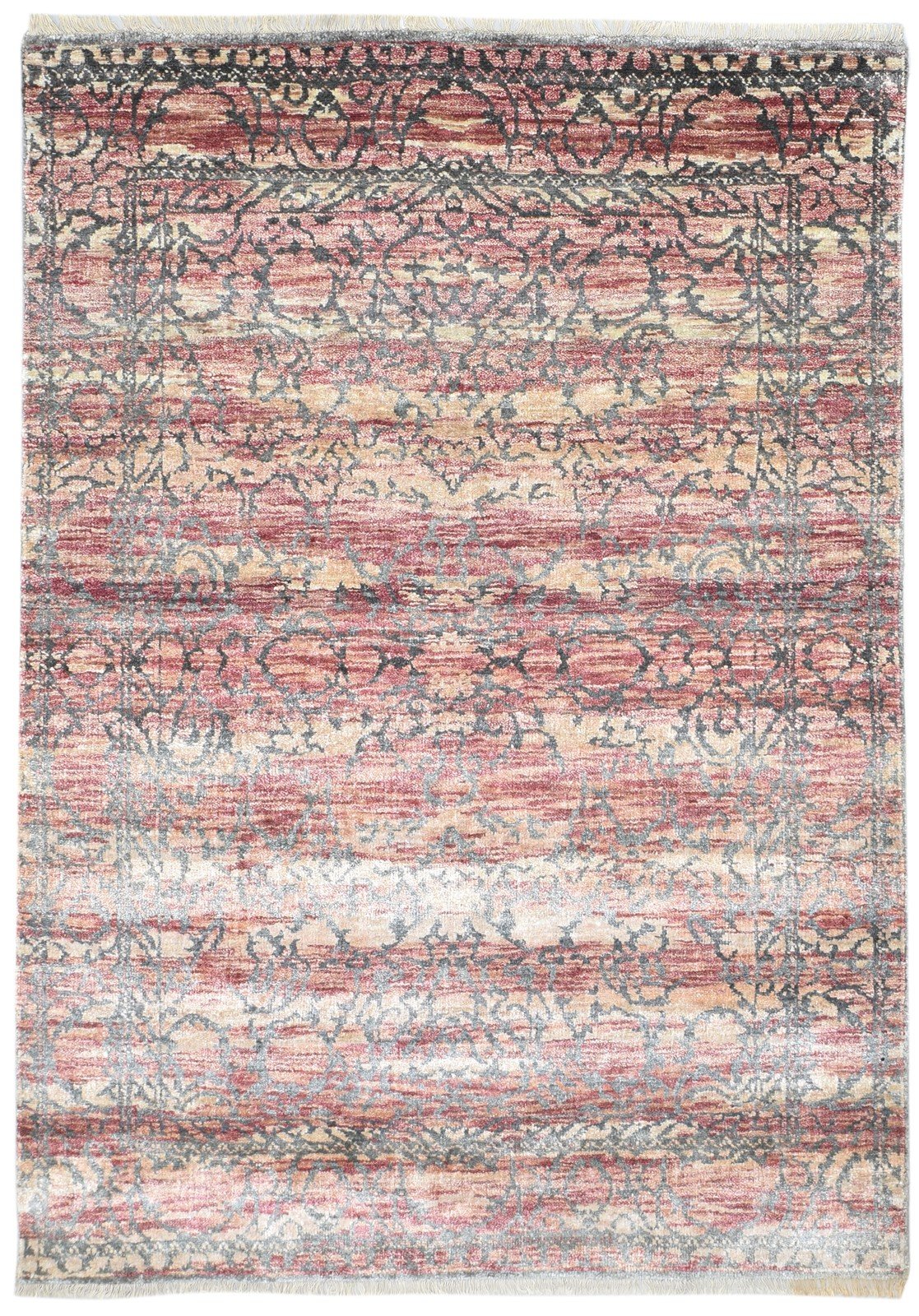 5' X 8' Rug Silk Red Modern Hand Knotted Bohemian Oriental Room Size Carpet 