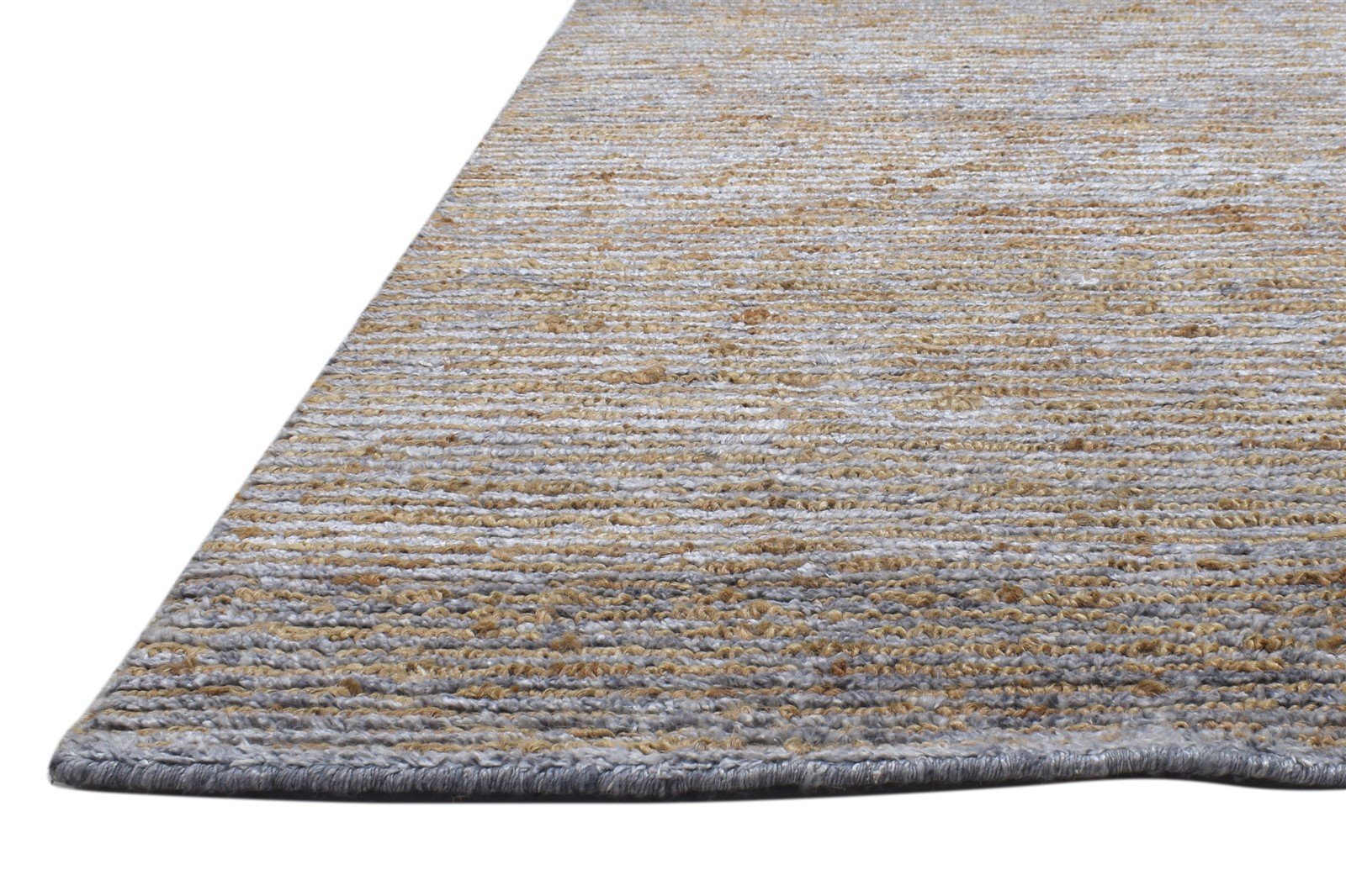 Hand Knotted Beige Jute / Silk Rug 5X7 Modern Bohemian Striped Room Size Carpet 