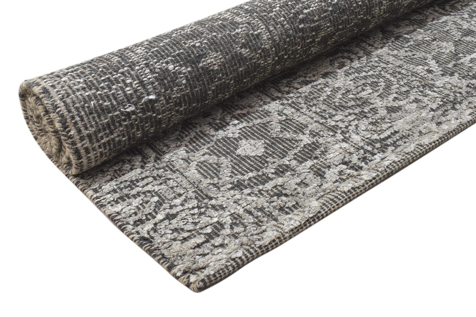 Wool / Silk Grey Rug 5X8 Modern Hand Knotted Moroccan Damask Room Size Carpet 