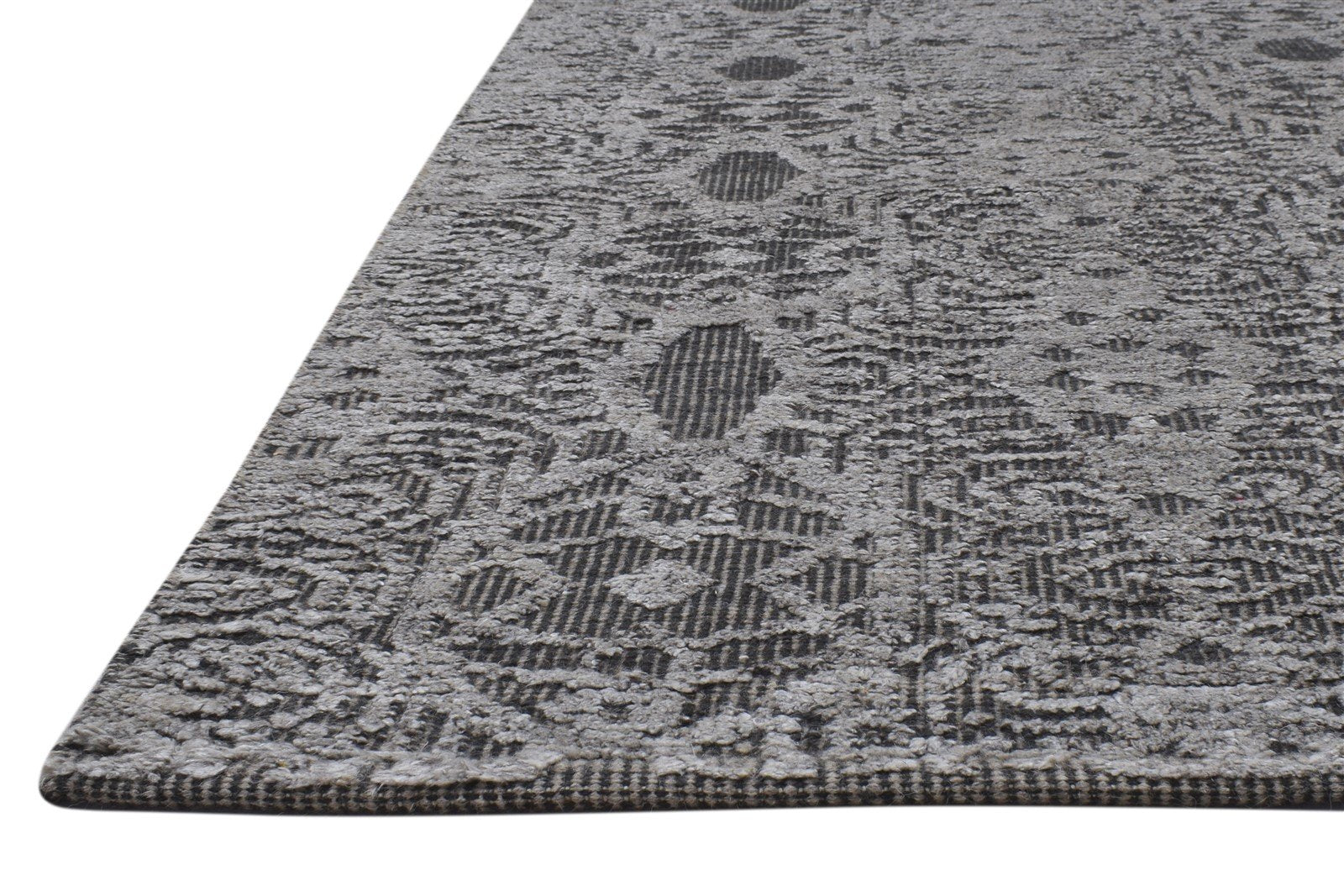 Wool / Silk Grey Rug 5X8 Modern Hand Knotted Moroccan Damask Room Size Carpet 