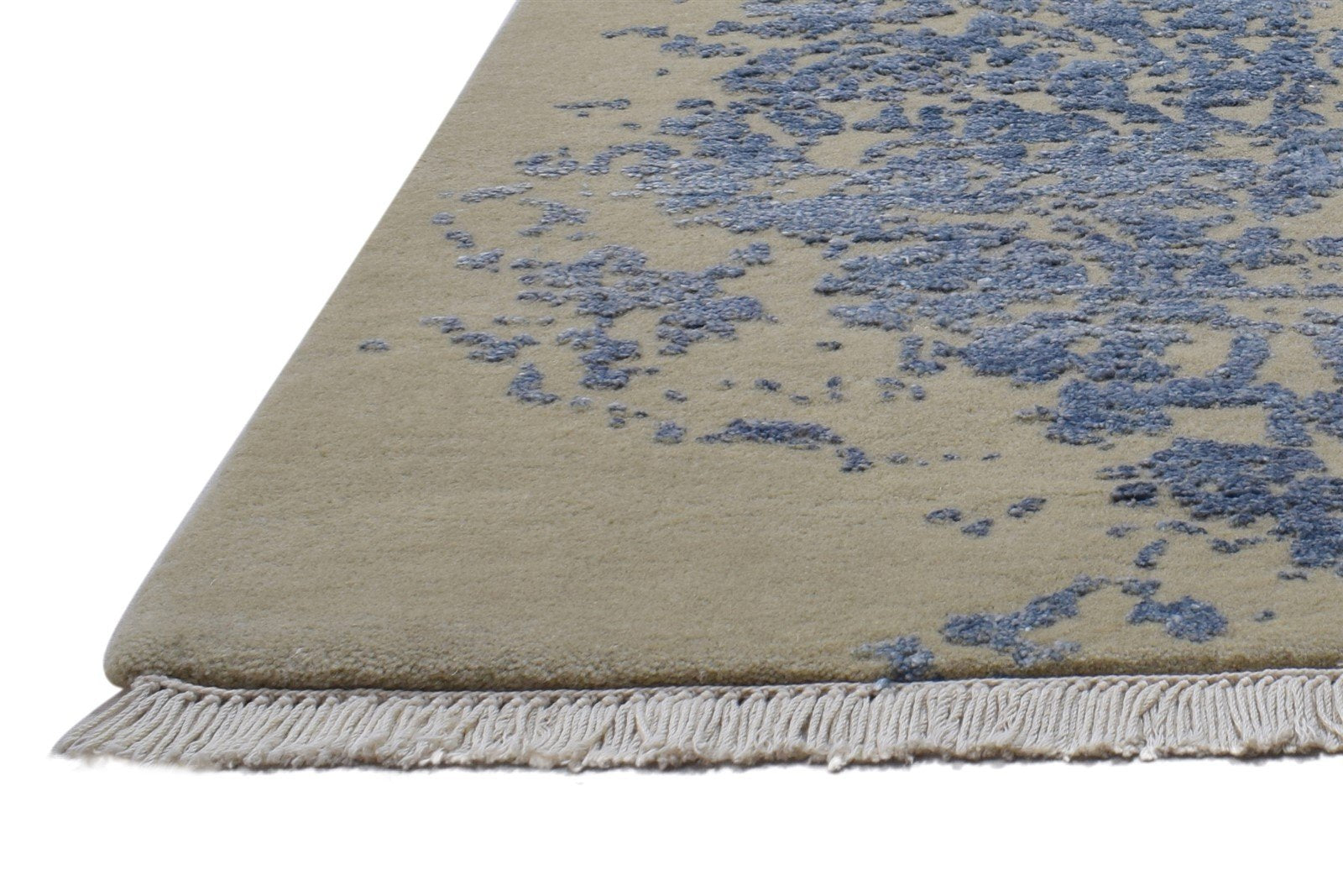 Beige Wool / Silk Rug 3X6 Modern Hand Knotted Scandinavian Abstract Small 