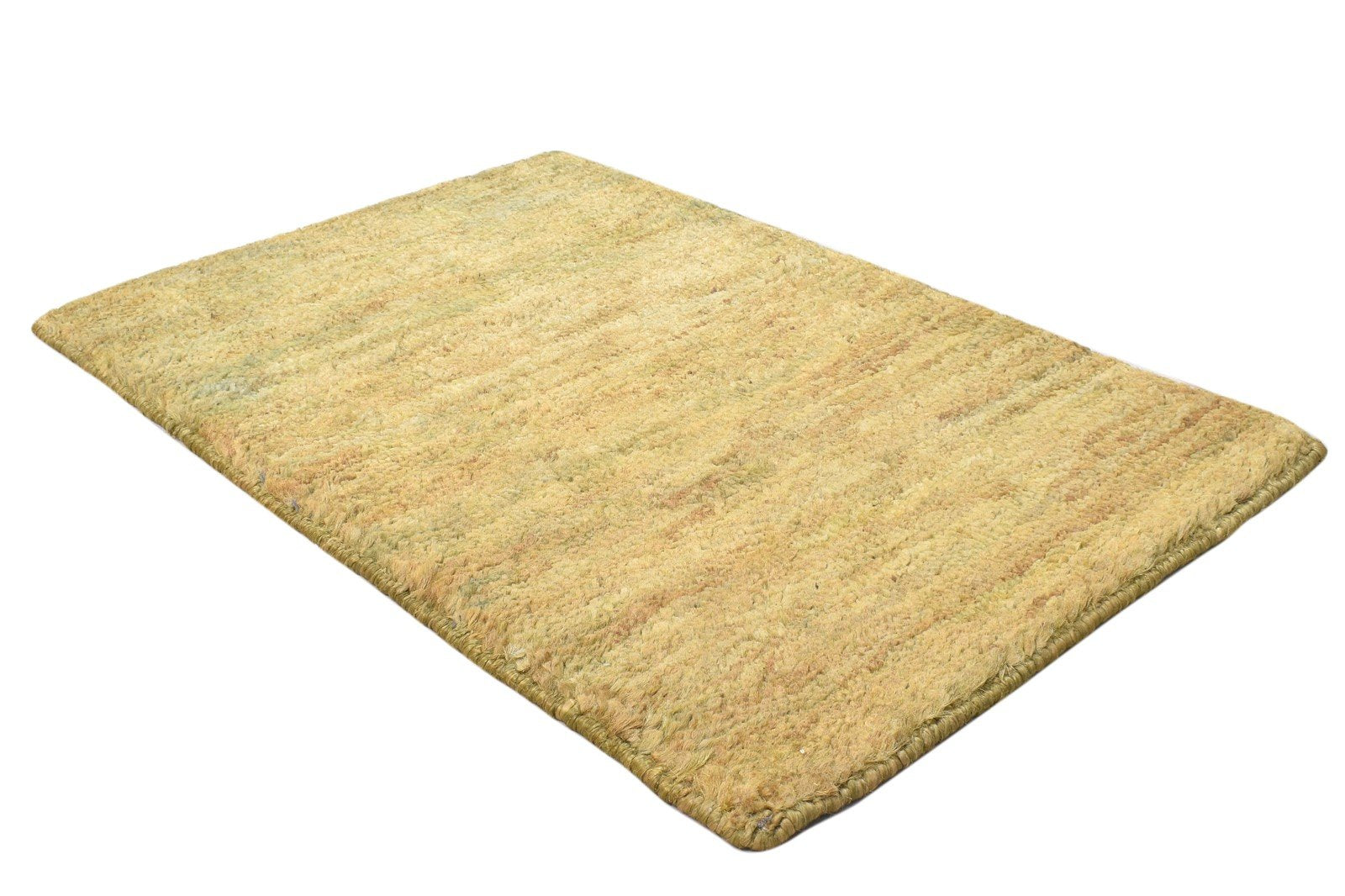 Hand Knotted Beige Jute Rug 2' X 3' Modern Scandinavian Solid Small Carpet 