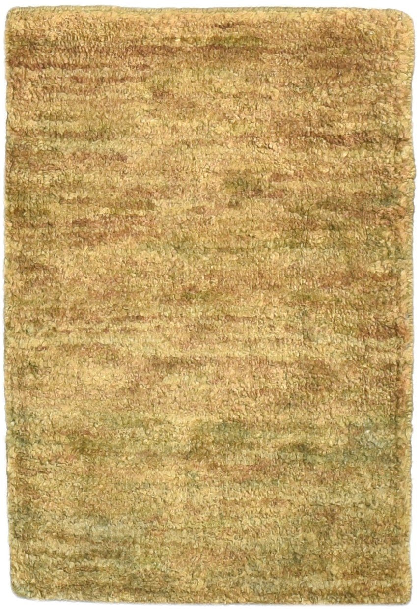 Hand Knotted Beige Jute Rug 2' X 3' Modern Scandinavian Solid Small Carpet 