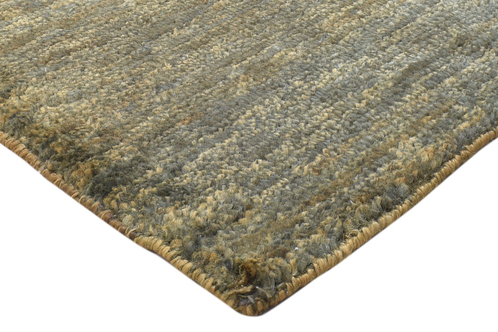 Hand Knotted Charcoal Jute Rug 2' X 3' Modern Scandinavian Striped Small Carpet 