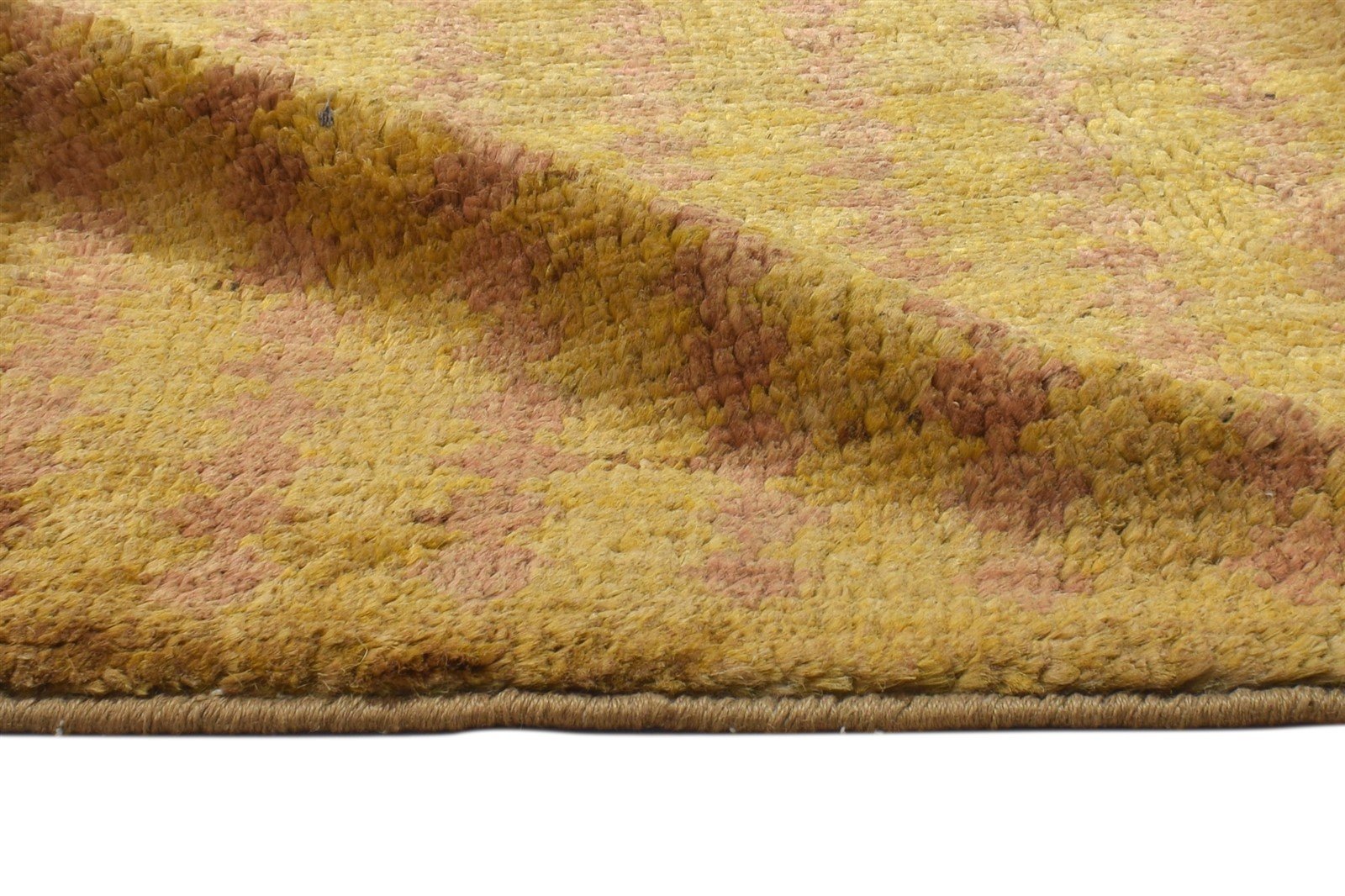 Gold Jute Rug 2' X 3' Modern Hand Knotted Scandinavian Striped Small Carpet 