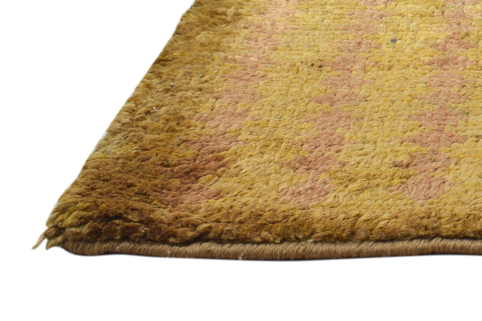 Gold Jute Rug 2' X 3' Modern Hand Knotted Scandinavian Striped Small Carpet 