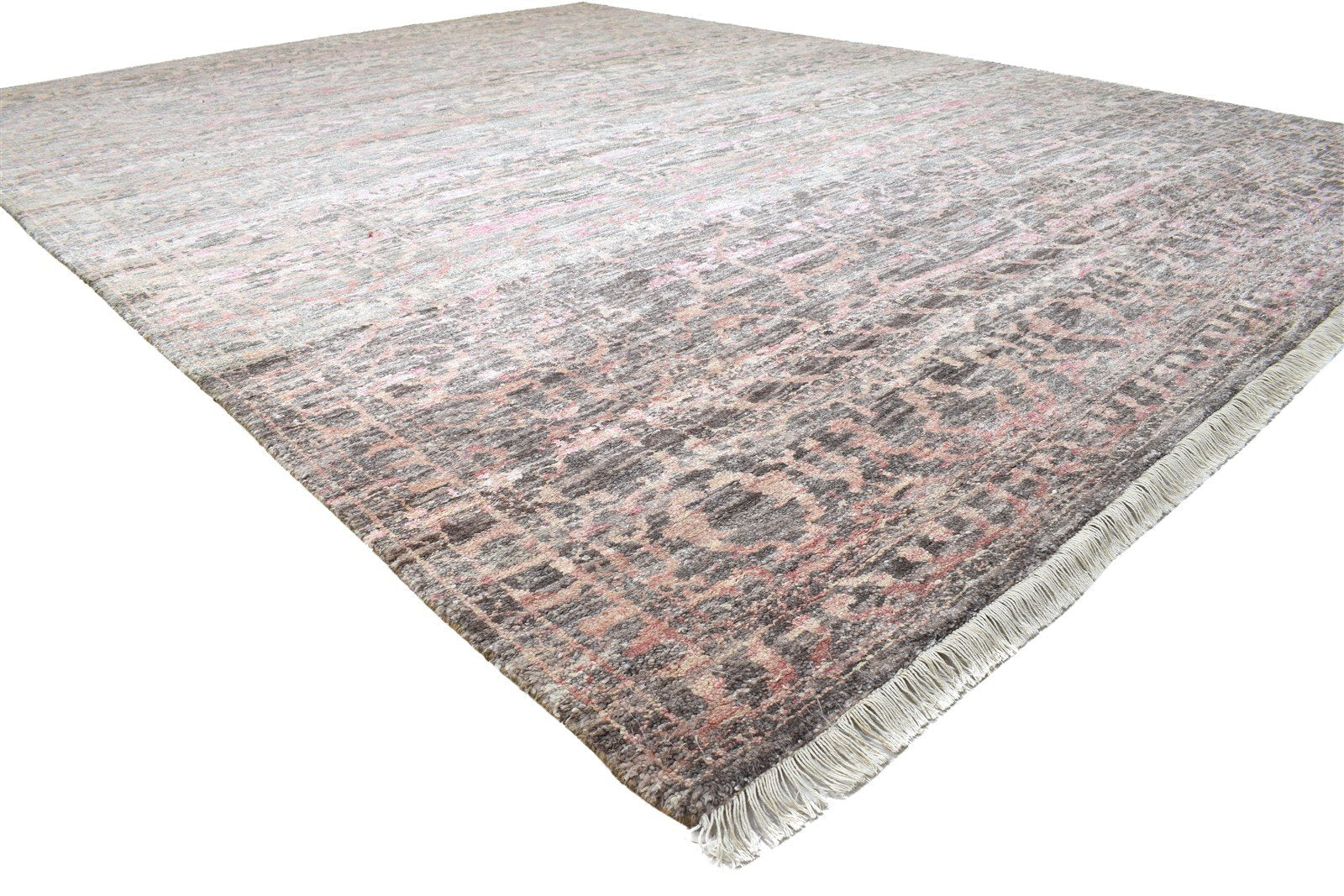 9' X 12' Rug Silk Pink Modern Hand Knotted Bohemian Oriental Large Carpet 