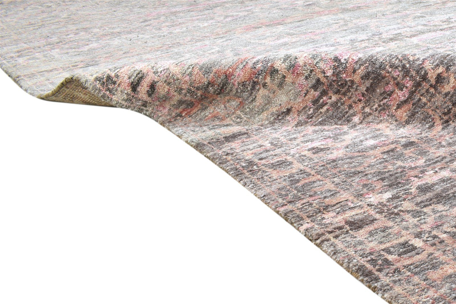 9' X 12' Rug Silk Pink Modern Hand Knotted Bohemian Oriental Large Carpet 