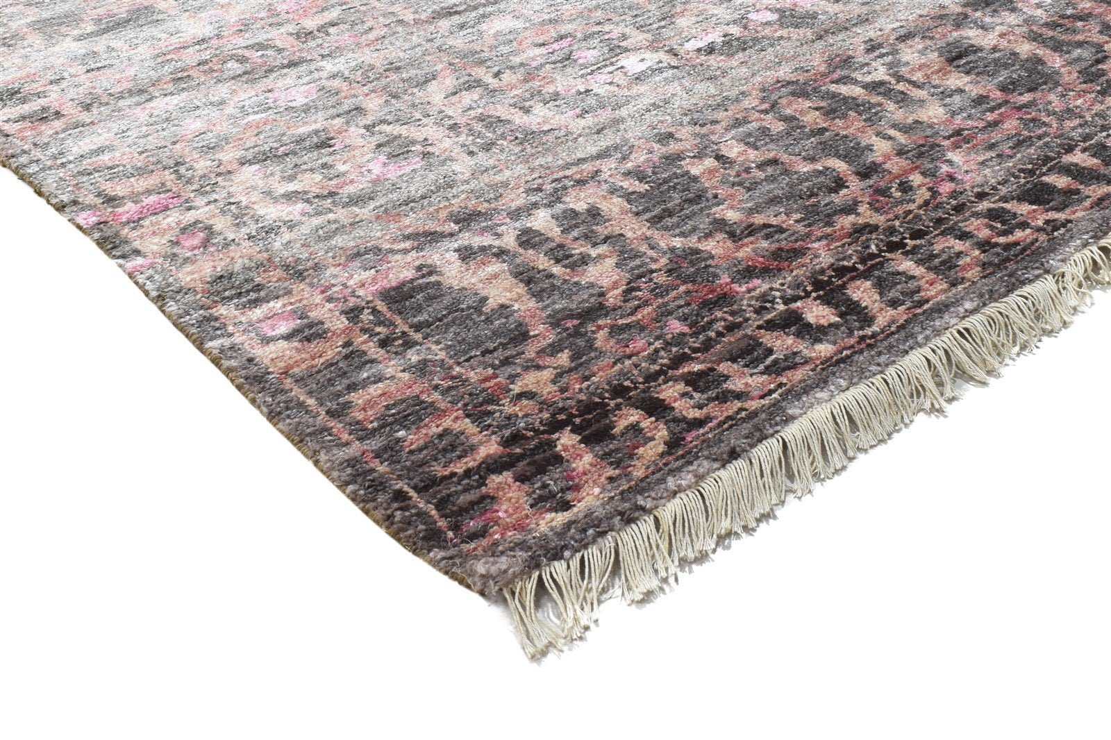 Silk Pink Rug 8' X 10' Modern Hand Knotted Bohemian Oriental Large Carpet 