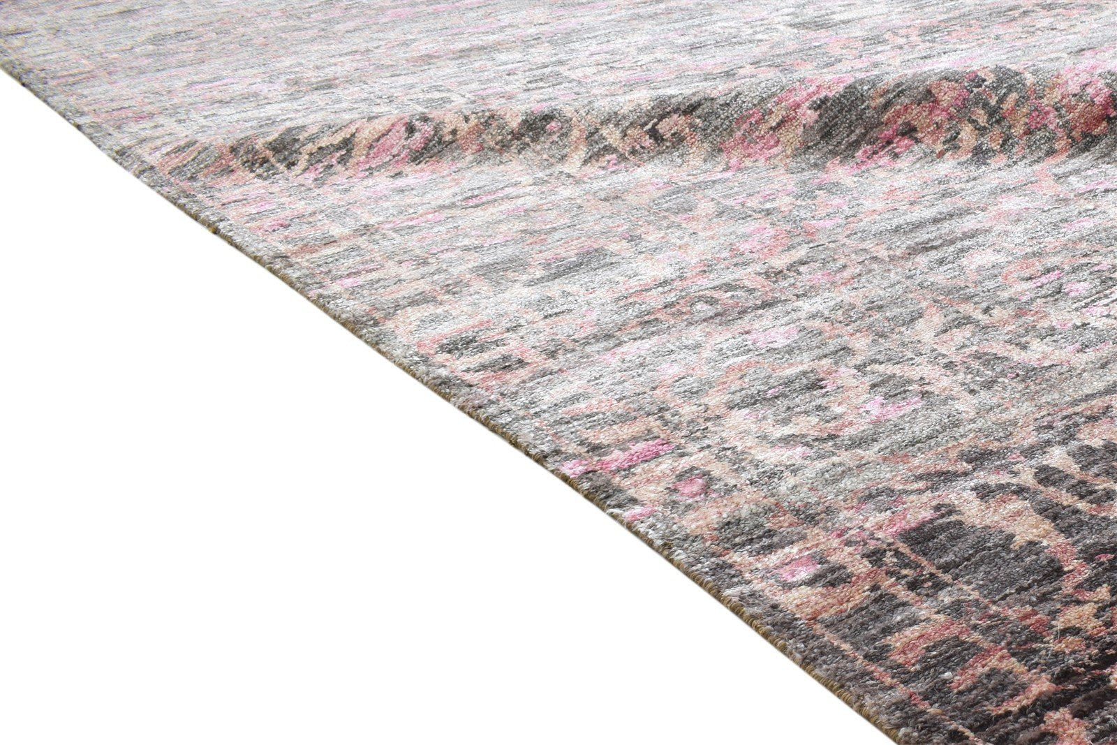 Silk Pink Rug 8' X 10' Modern Hand Knotted Bohemian Oriental Large Carpet 