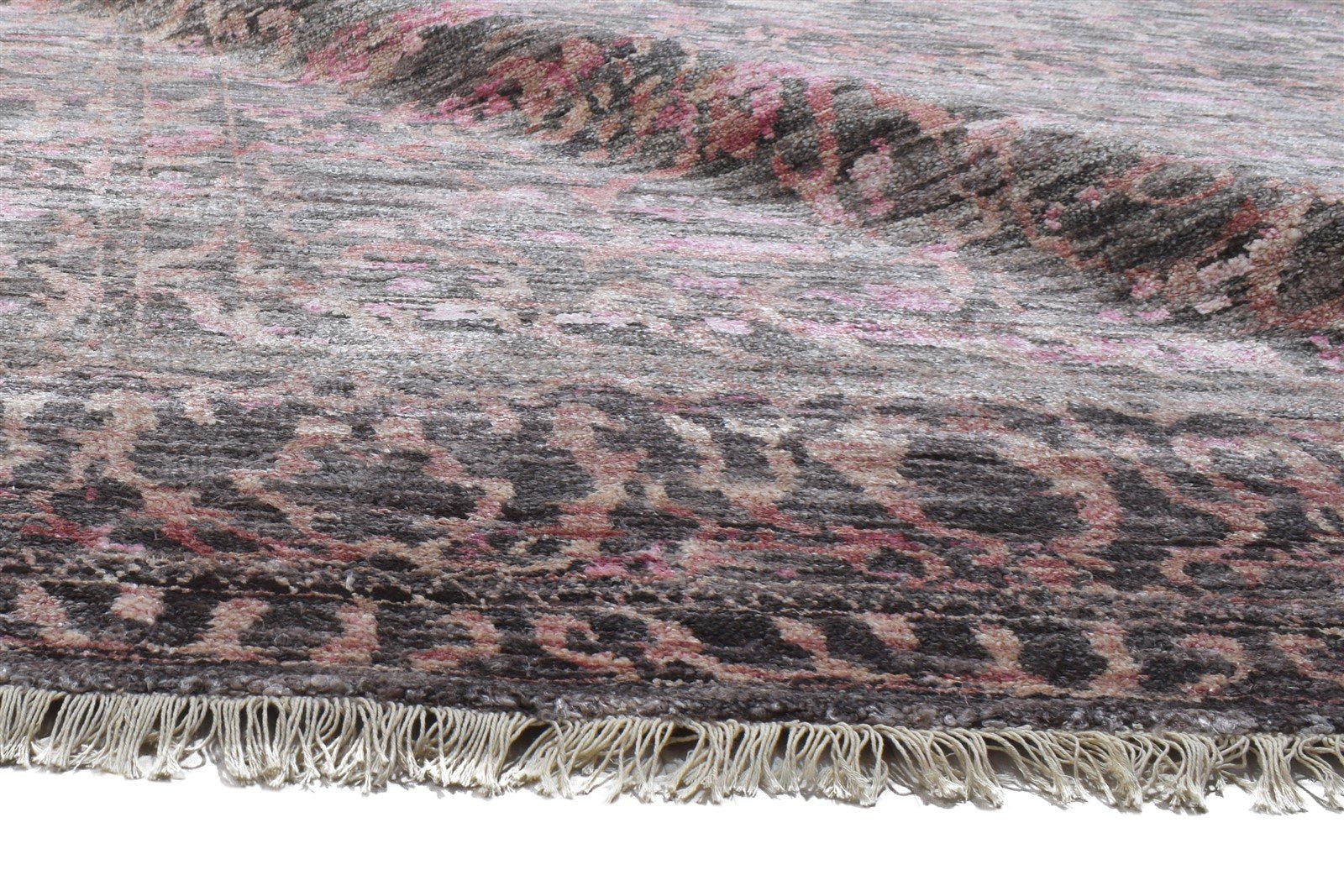 Silk Pink Rug 8' X 10' Modern Hand Knotted Bohemian Oriental Large Carpet 