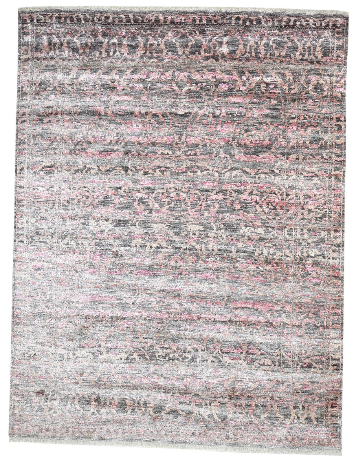 Silk Pink Rug 8' X 10' Modern Hand Knotted Bohemian Oriental Large Carpet 