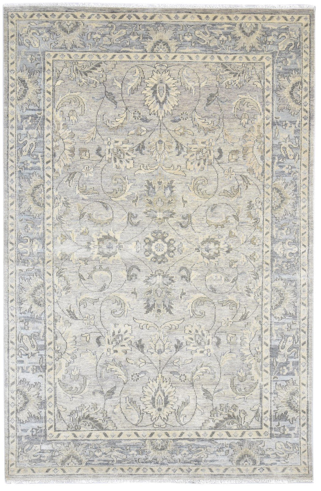 6' X 9' Rug Wool Grey Persian Hand Knotted Kashan Oriental Room Size Carpet 