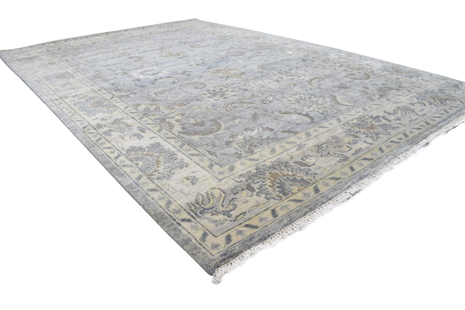 Hand Knotted Grey Wool Rug 6' X 9' Persian Kashan Oriental Room Size Carpet 