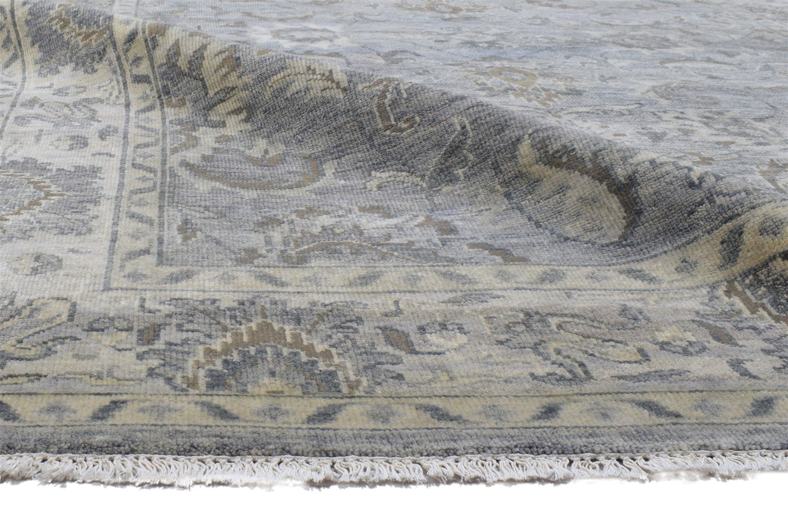 Hand Knotted Grey Wool Rug 6' X 9' Persian Kashan Oriental Room Size Carpet 