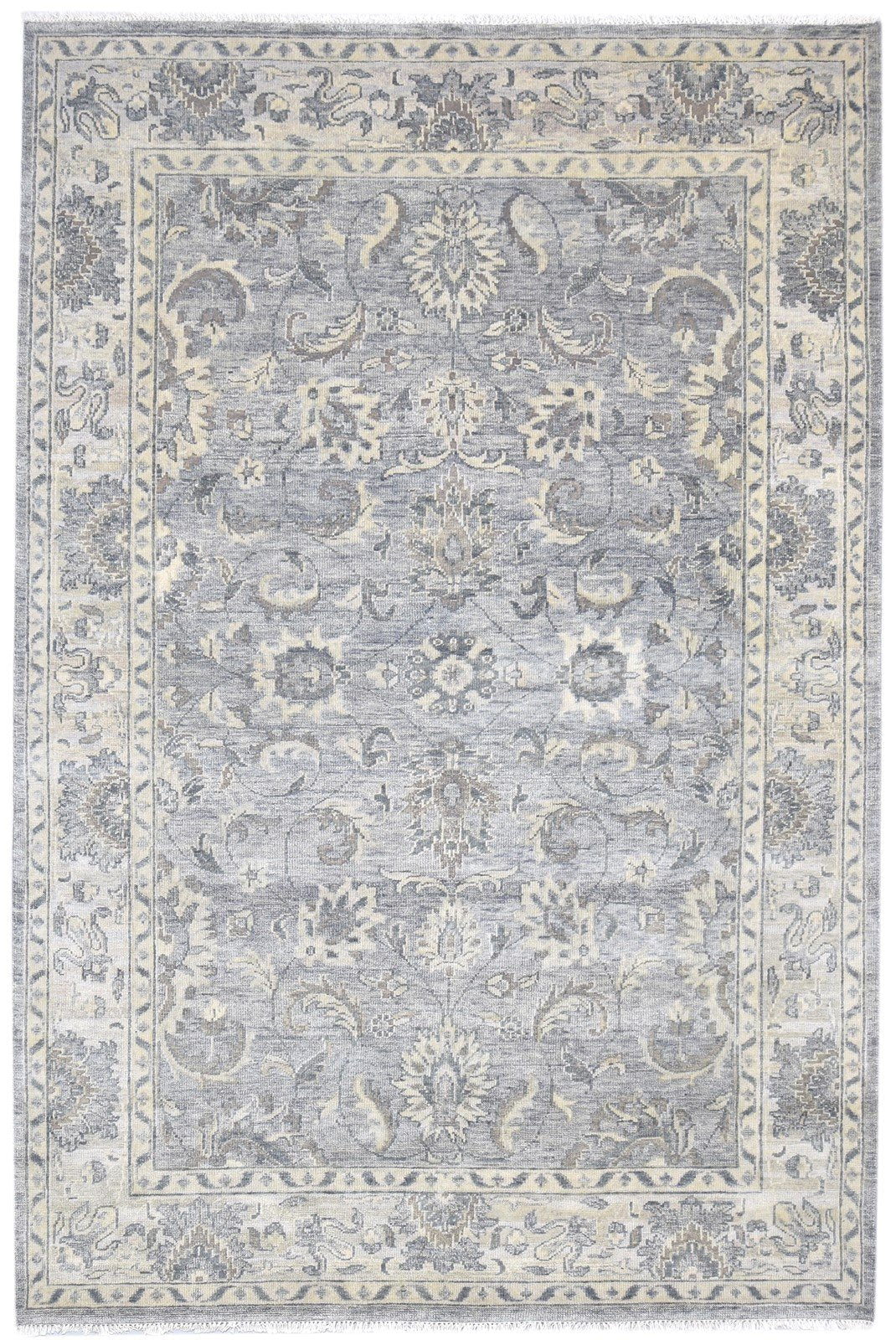 Hand Knotted Grey Wool Rug 6' X 9' Persian Kashan Oriental Room Size Carpet 