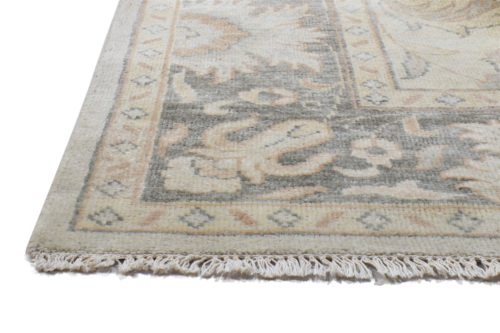 Hand Knotted Beige Wool Rug 8' X 10' Persian Kashan Oriental Large Carpet 