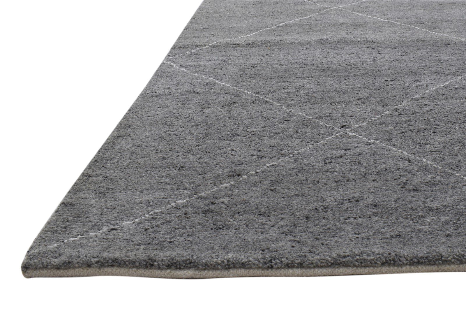 Wool / Art Silk Dark Grey Rug 10X14 Modern Hand Knotted Moroccan Diamond Extra Large 