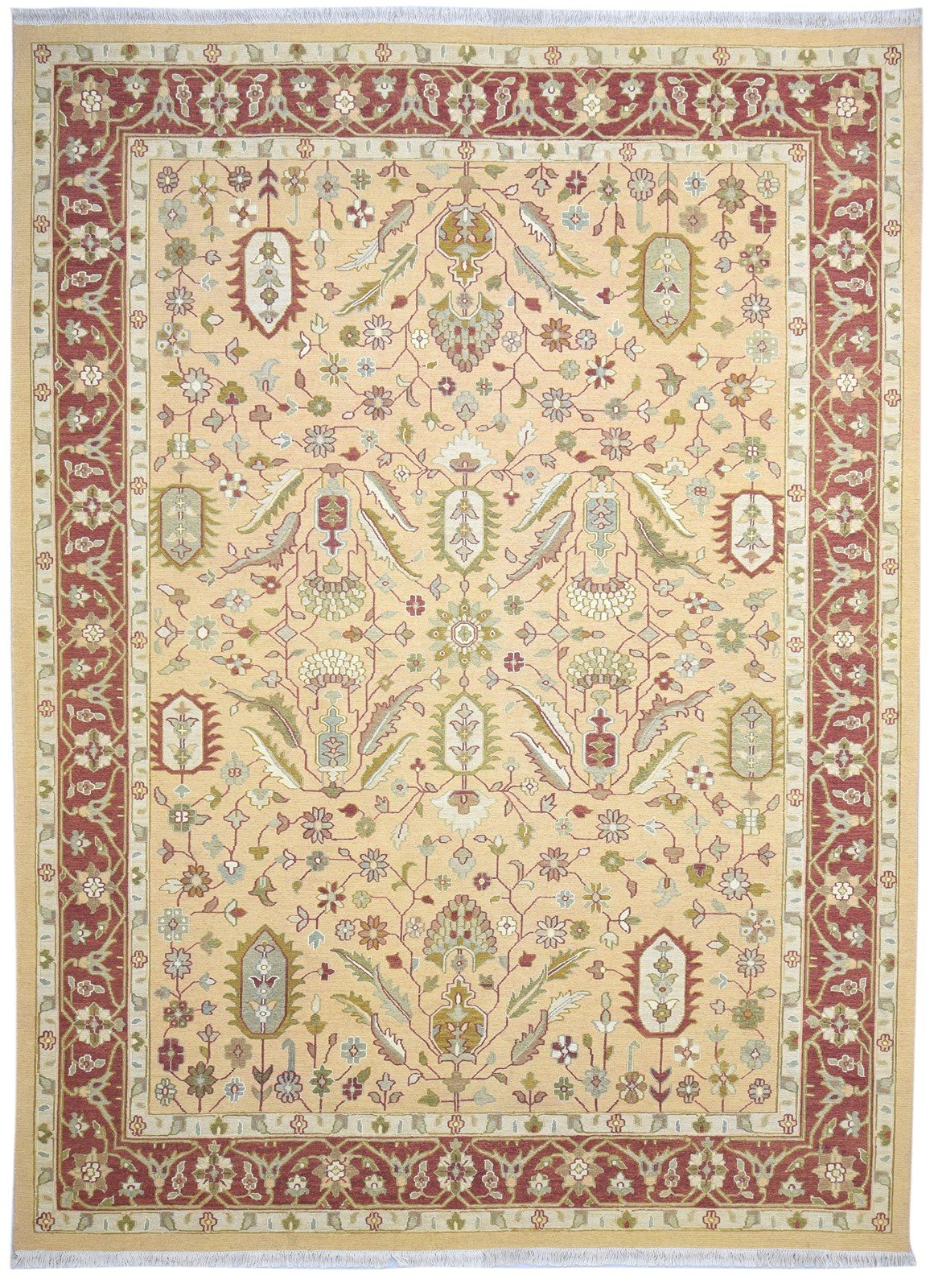 100% Wool Peach Rug 9' X 11' Persian Hand Knotted Agra Oriental Large Carpet 