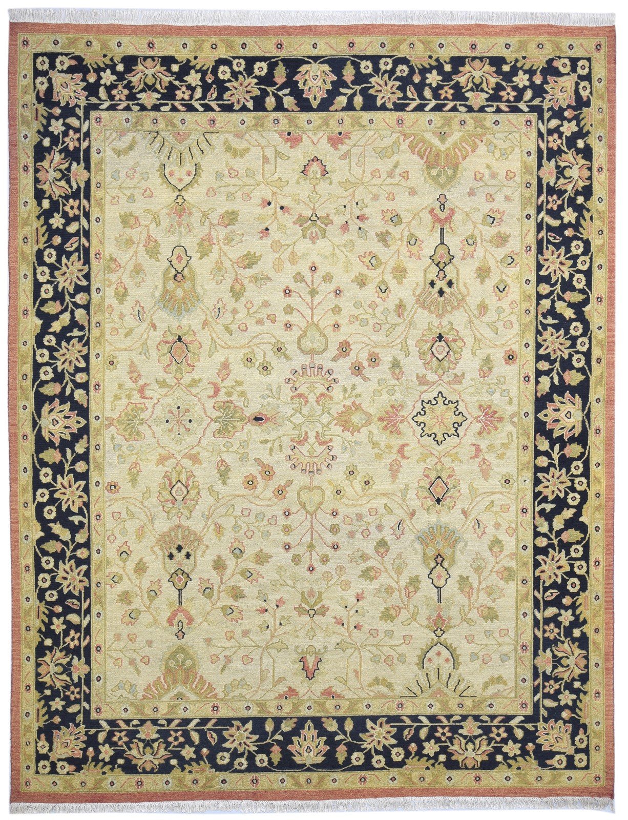 Wool Beige Rug 8' X 10' Persian Hand Knotted Kashan Oriental Large Carpet 