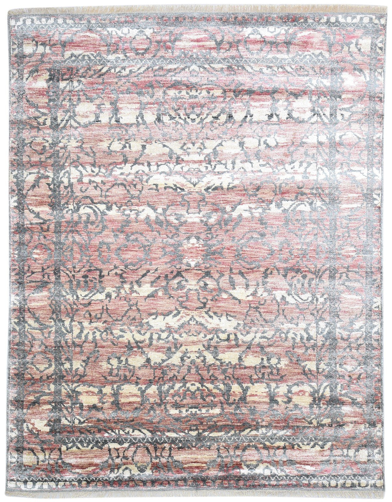 Hand Knotted Pink Silk Rug 8' X 10' Persian Moroccan Oriental Large Carpet 