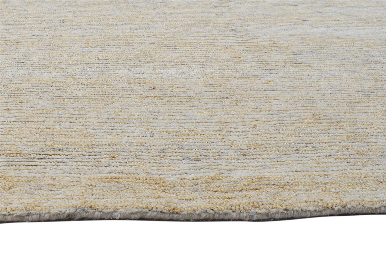 Beige Wool / Jute Rug 8X11 Modern Hand Knotted Scandinavian Striped Large Carpet 