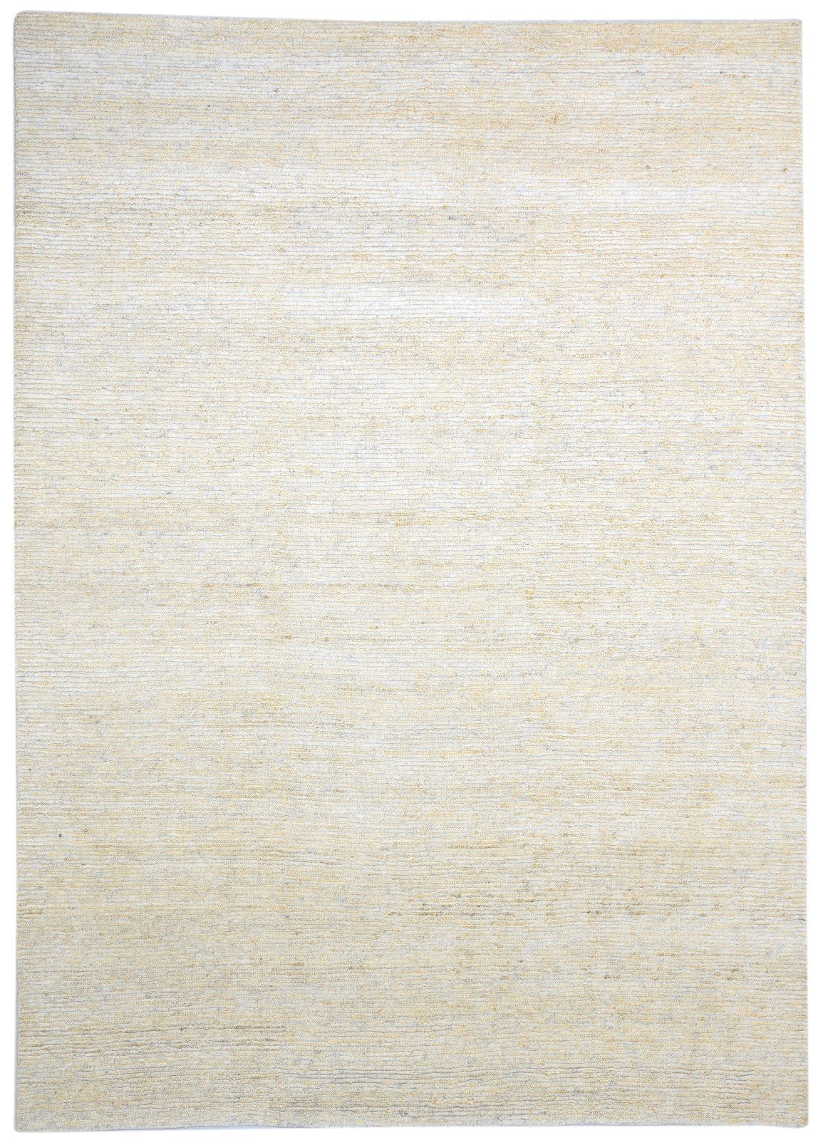 Beige Wool / Jute Rug 8X11 Modern Hand Knotted Scandinavian Striped Large Carpet 