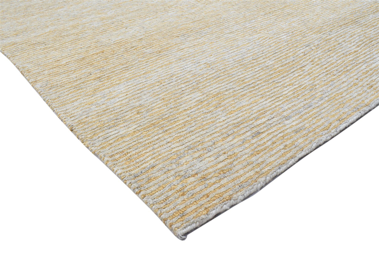 Wool / Jute Beige Rug 10X13 Modern Hand Knotted Scandinavian Striped Extra Large 