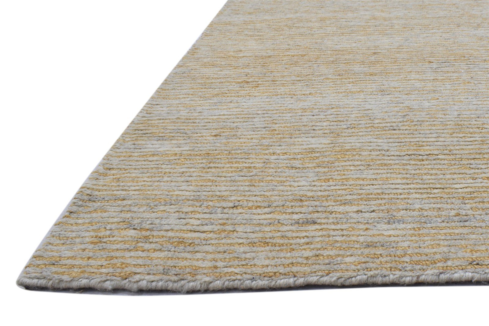 Wool / Jute Beige Rug 10X13 Modern Hand Knotted Scandinavian Striped Extra Large 