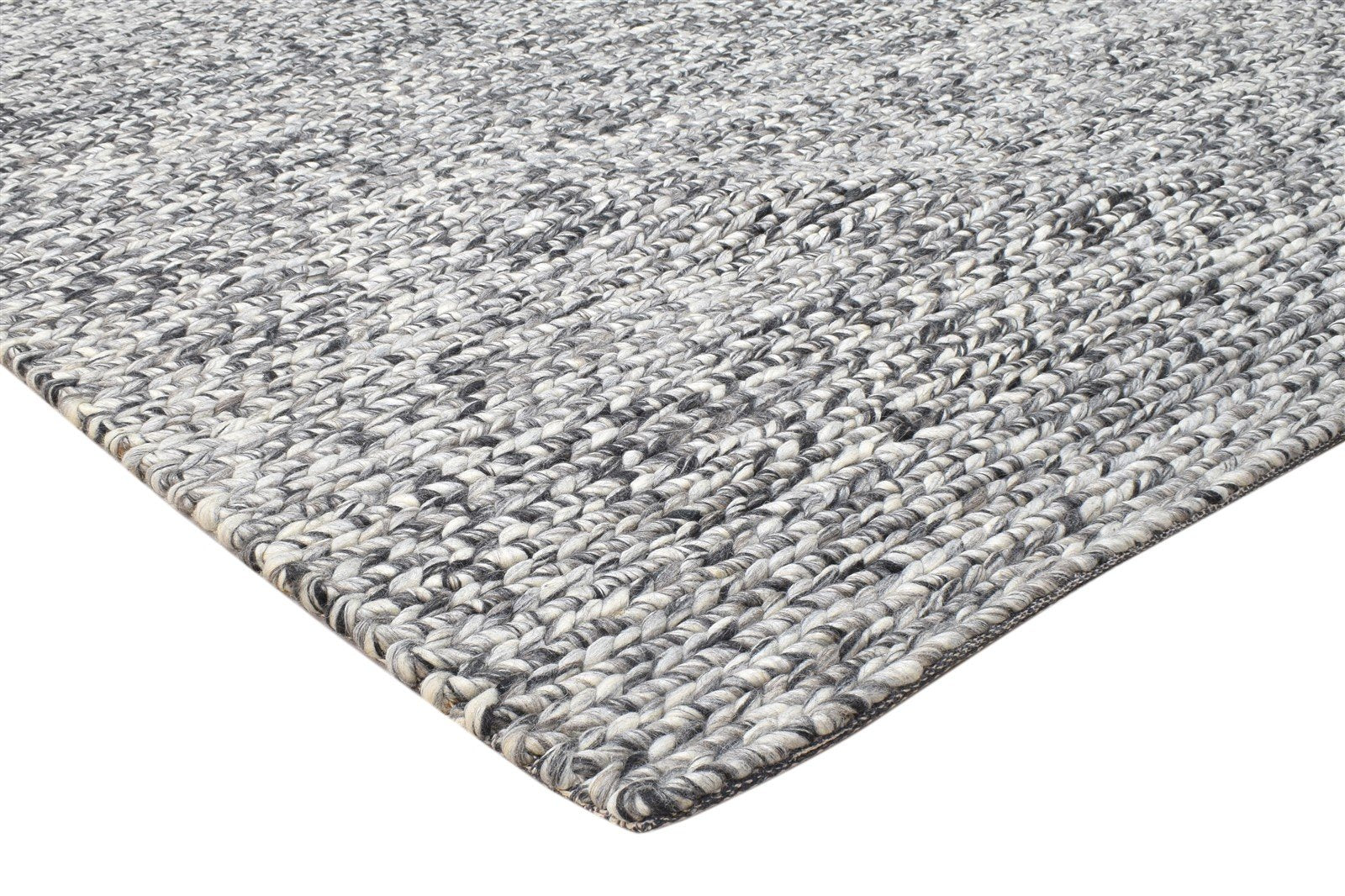 Wool Charcoal Rug 8' X 11' Modern Hand Woven Scandinavian Solid Large Carpet 