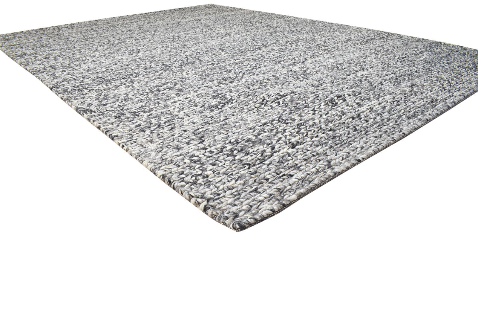 Wool Charcoal Rug 8' X 11' Modern Hand Woven Scandinavian Solid Large Carpet 