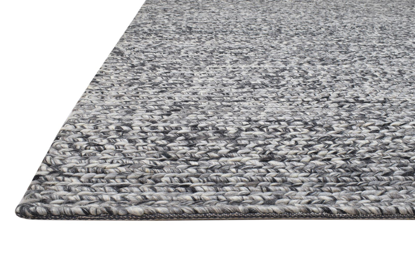 Wool Charcoal Rug 8' X 11' Modern Hand Woven Scandinavian Solid Large Carpet 