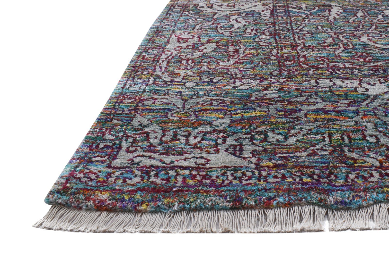 8' X 10' Rug Silk Pink Modern Hand Knotted Bohemian Oriental Large Carpet 