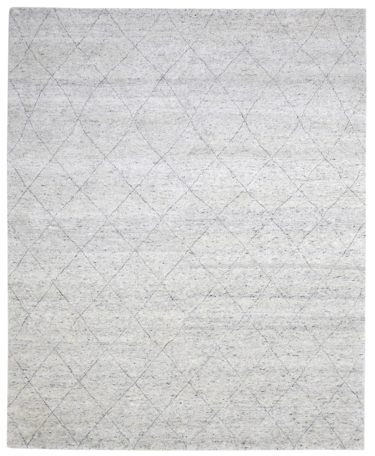 8' X 10' Rug Wool / Silk Grey Modern Hand Knotted Moroccan Diamond Large Carpet 