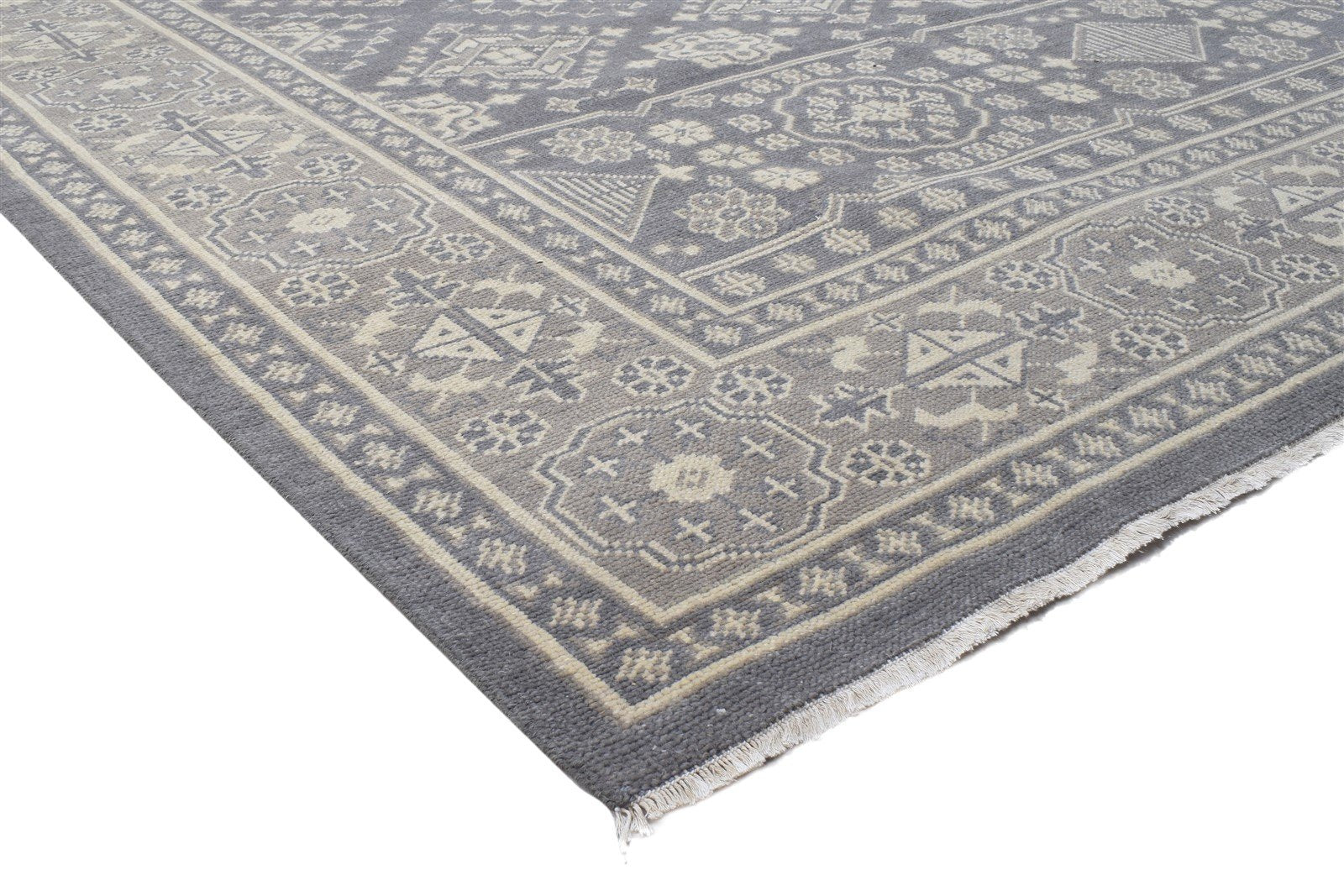 Grey Wool Rug 9' X 13' Persian Hand Knotted Kazak Oriental Large Carpet 