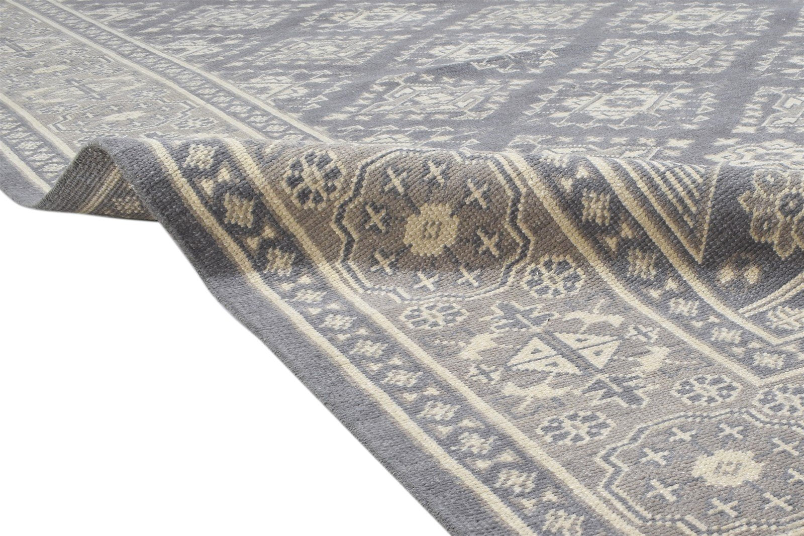 Grey Wool Rug 9' X 13' Persian Hand Knotted Kazak Oriental Large Carpet 