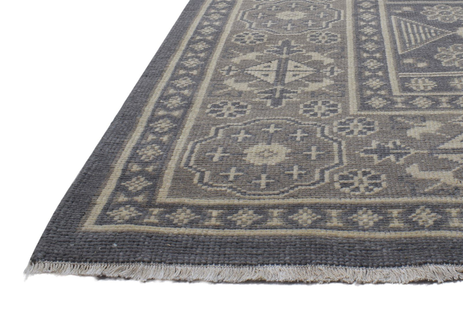 Grey Wool Rug 9' X 13' Persian Hand Knotted Kazak Oriental Large Carpet 