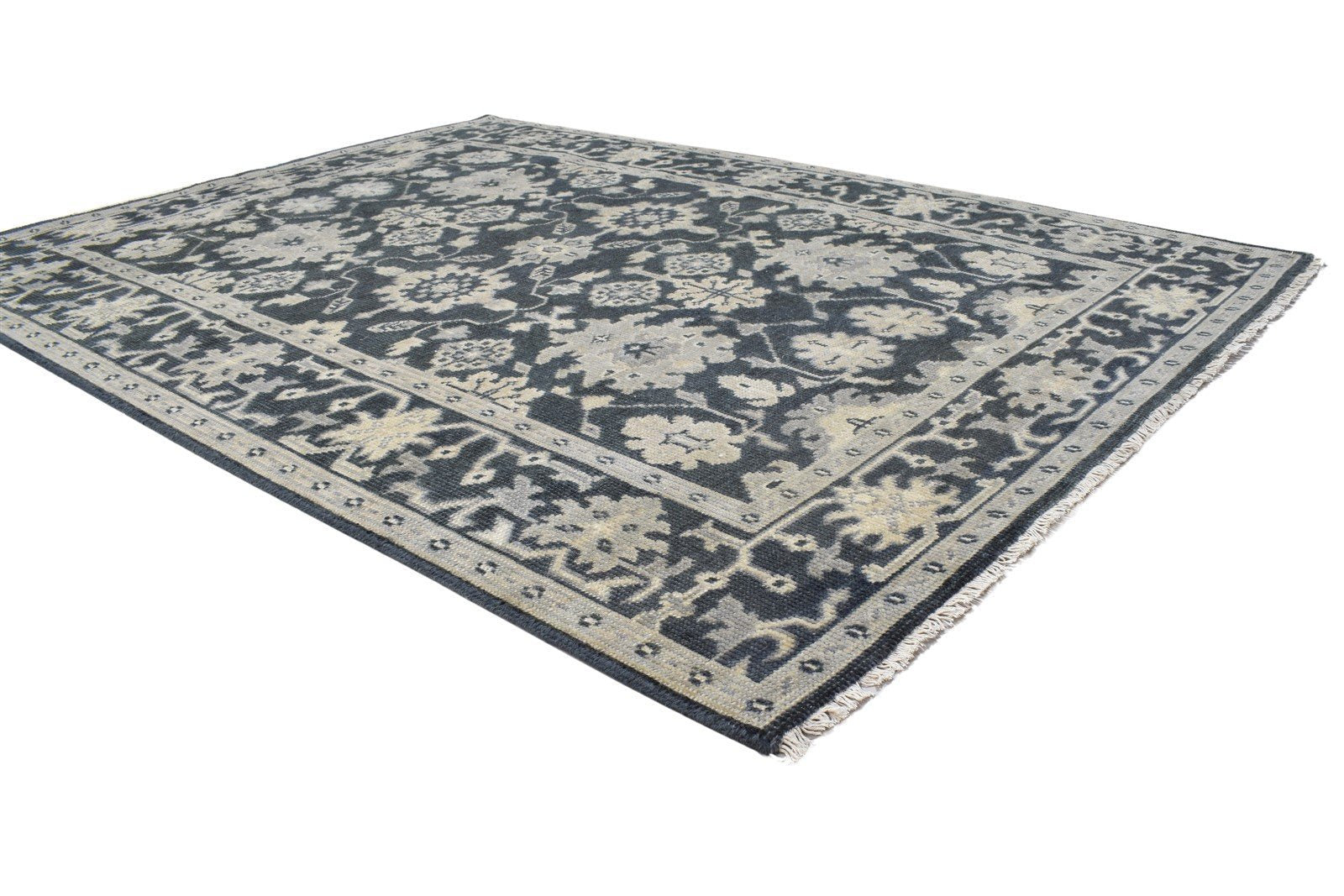 Charcoal Wool Rug 5' X 7' Persian Hand Knotted Oushak Oriental Room Size Carpet 