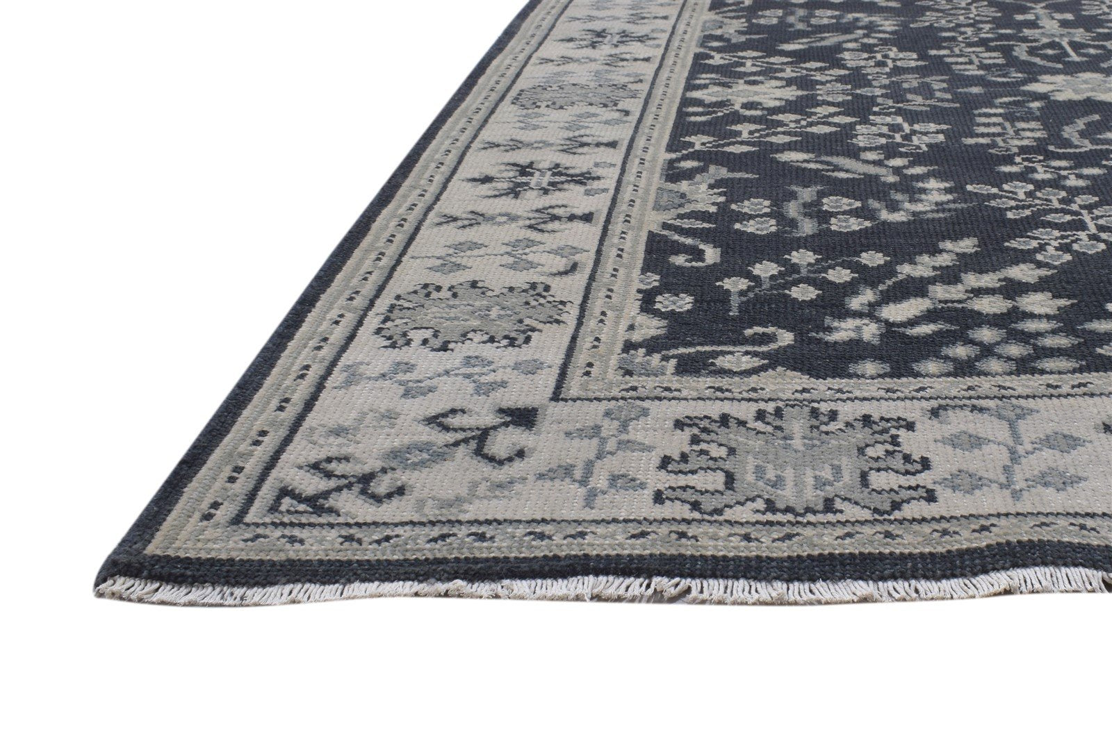 Wool Charcoal Rug 5X7 Persian Hand Knotted Sarouk-Indian Oriental Room Size 