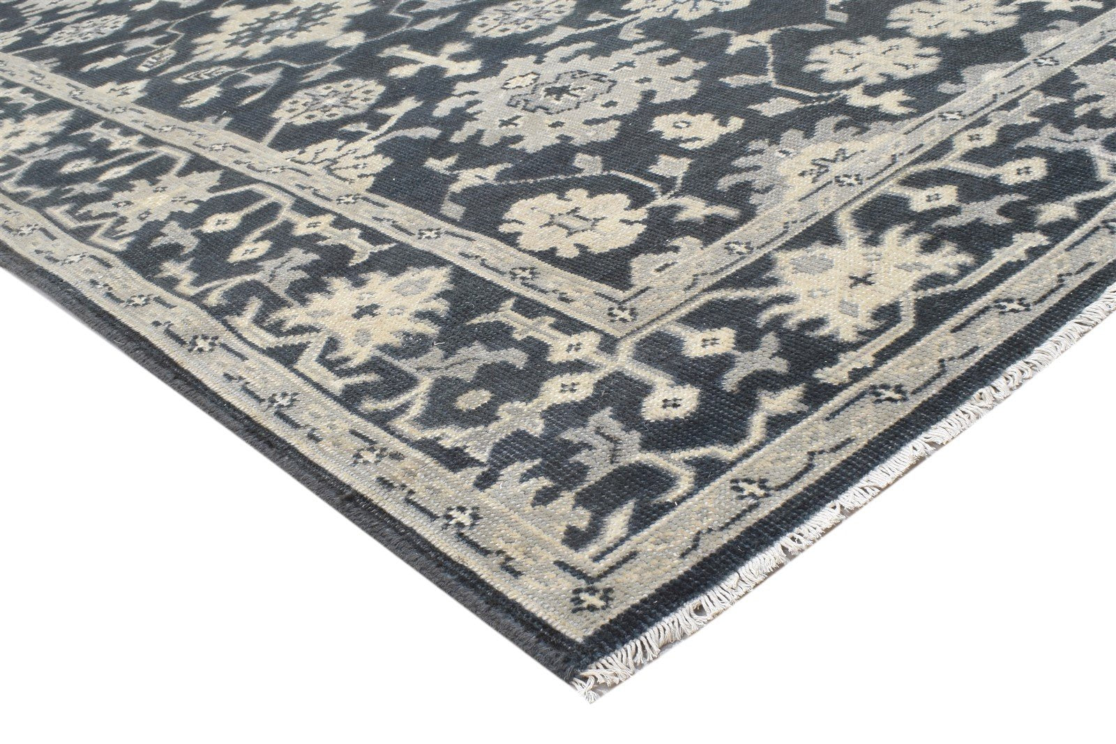 Hand Knotted Charcoal Wool Rug 6' X 9' Persian Oushak Oriental Room Size Carpet 