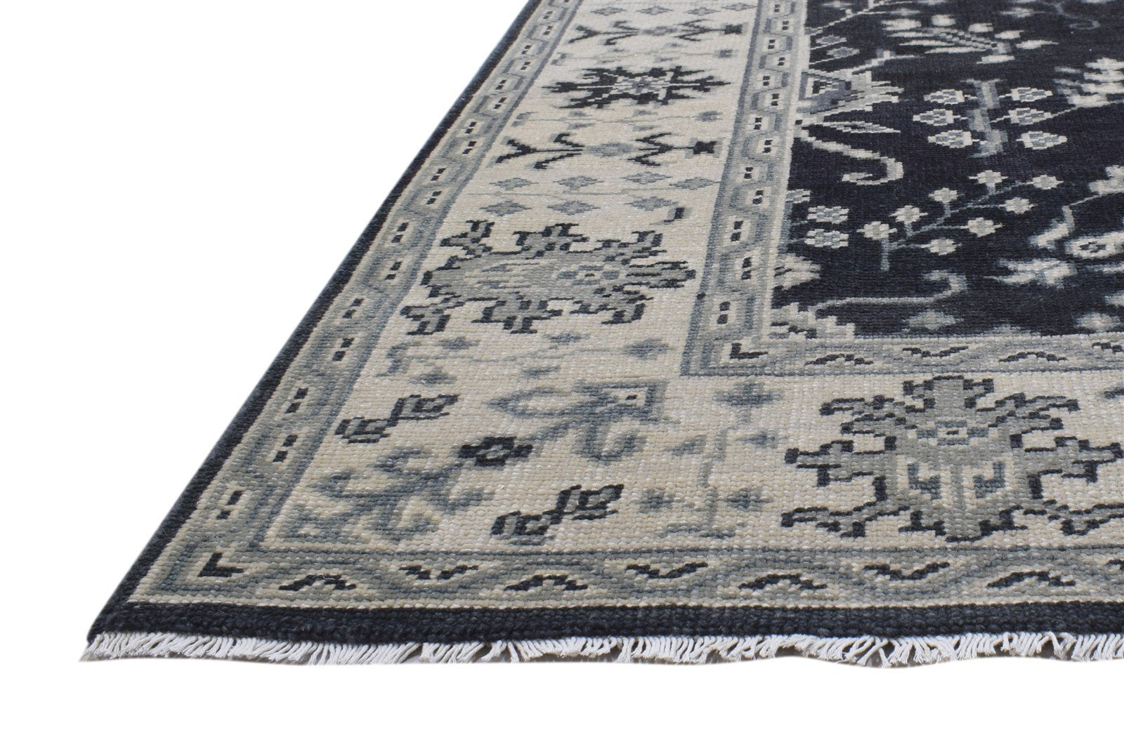 Charcoal Wool Rug 6X9 Persian Hand Knotted Heriz-Indian Oriental Room Size 