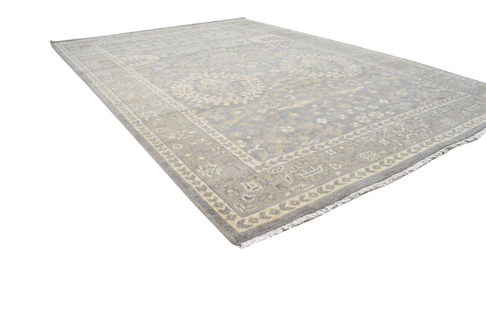 Wool Grey Rug 6' X 8' Persian Hand Knotted Oushak Oriental Room Size Carpet 