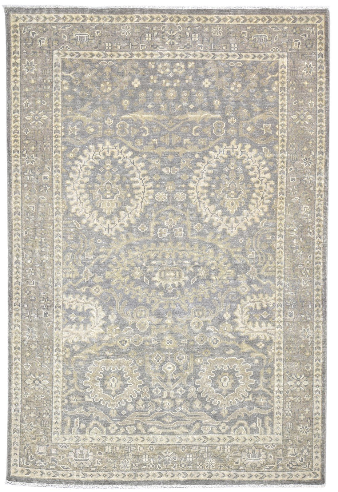 Wool Grey Rug 6' X 8' Persian Hand Knotted Oushak Oriental Room Size Carpet 