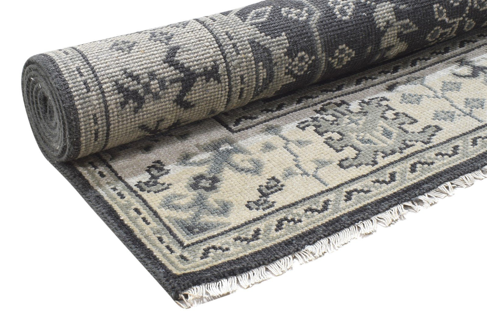 5X7 Rug Wool Charcoal Persian Hand Knotted Sarouk-Indian Oriental Room Size 