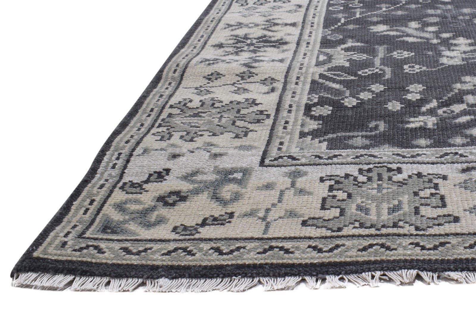 5X7 Rug Wool Charcoal Persian Hand Knotted Sarouk-Indian Oriental Room Size 