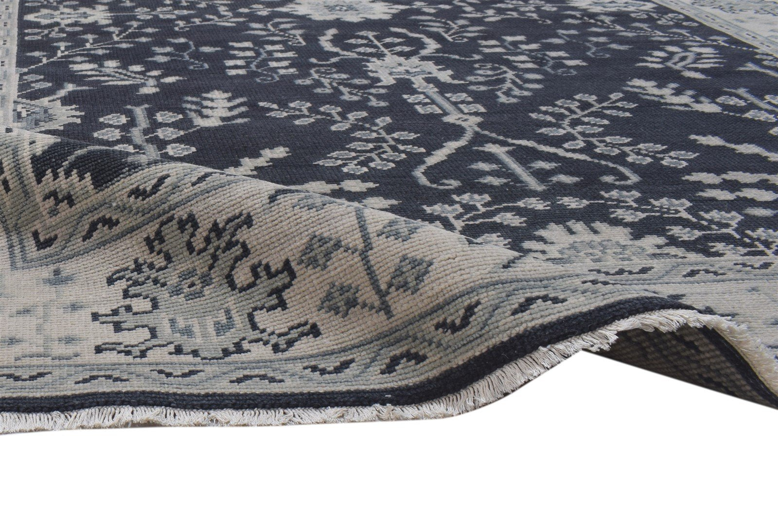 Wool Charcoal Rug 6X9 Persian Hand Knotted Sarouk-Indian Oriental Room Size  Area Rug 