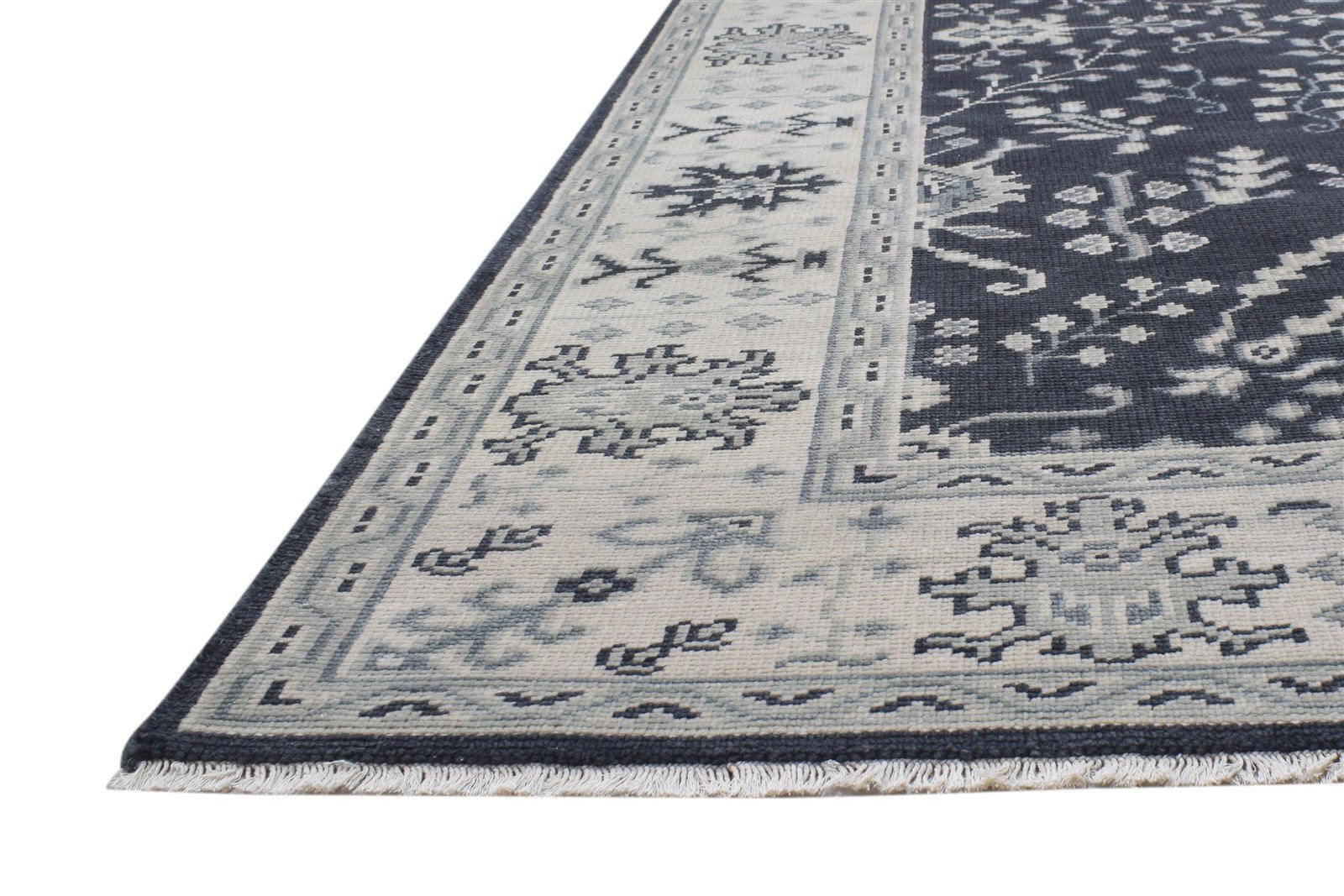 Wool Charcoal Rug 6X9 Persian Hand Knotted Sarouk-Indian Oriental Room Size 