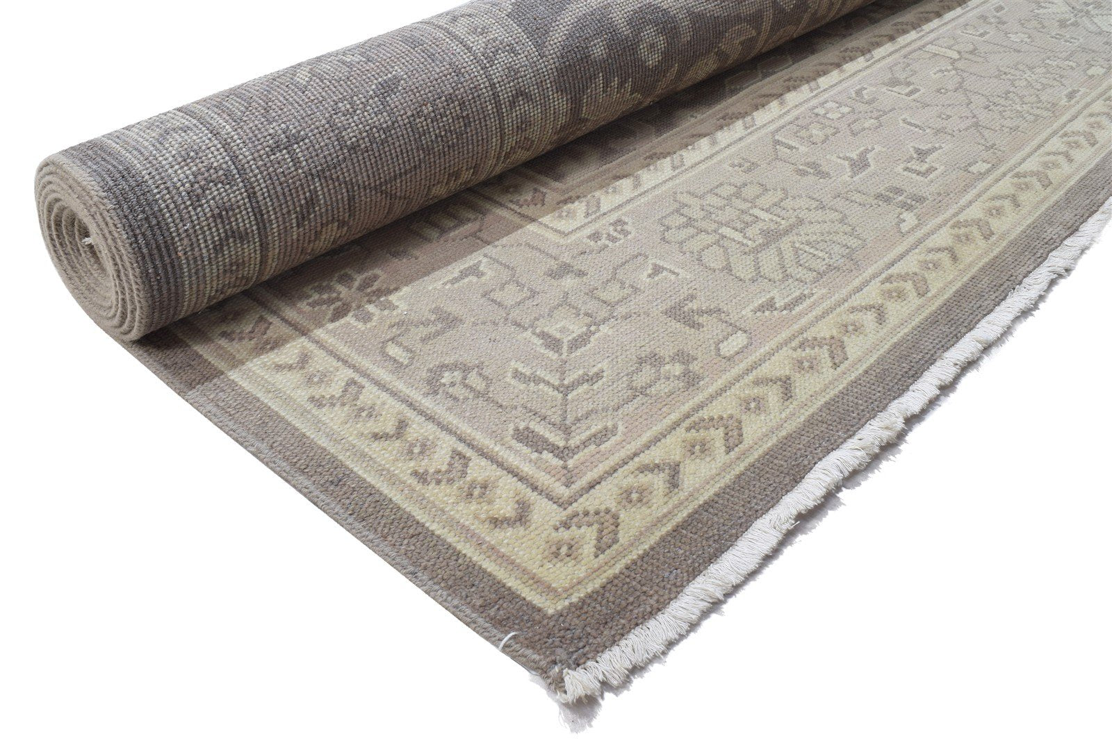 Wool Grey Rug 9' X 13' Persian Hand Knotted Oushak Oriental Large Carpet 